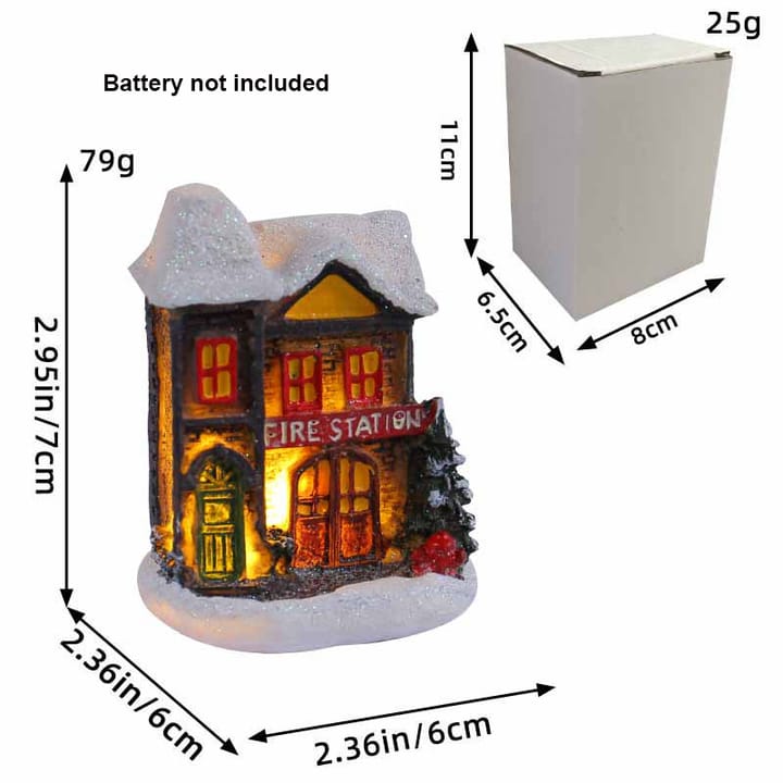 The Snowy Village Lighted House, Snowy two-story house with chimney