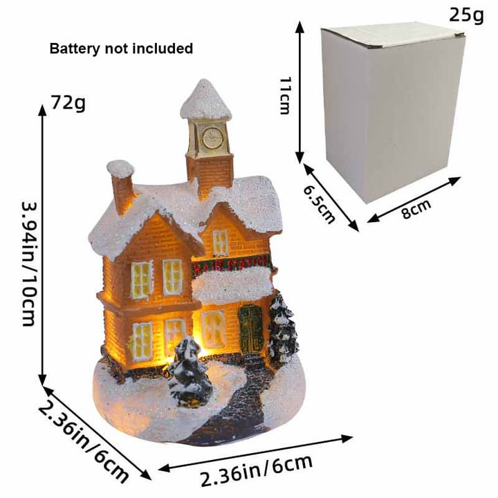 The Snowy Village Lighted House, Snowy house with red shutters