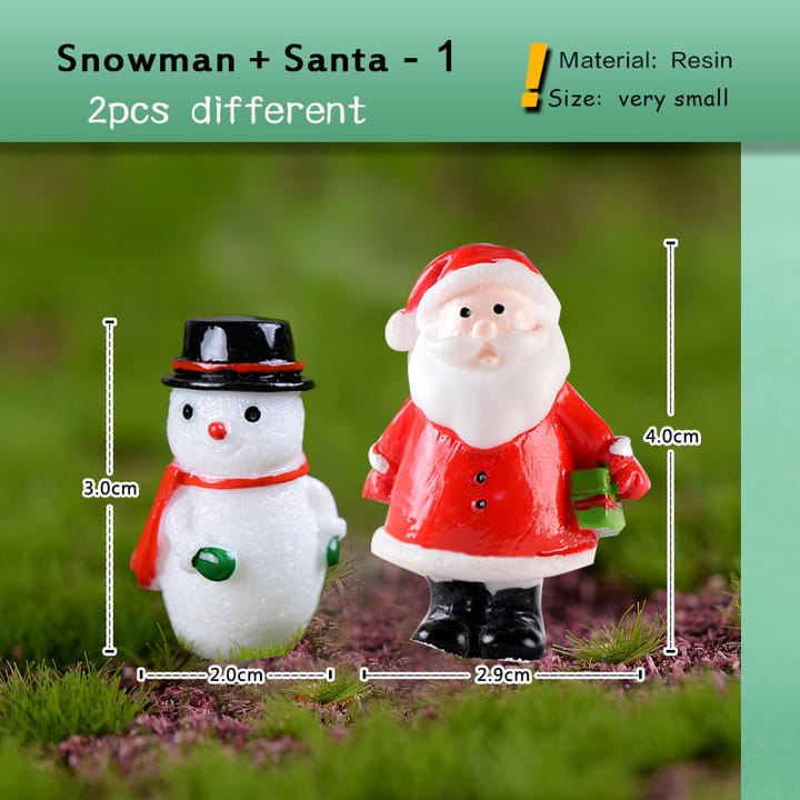 Tiny Christmas Village Figurine Set, Snowman and Santa, style 1