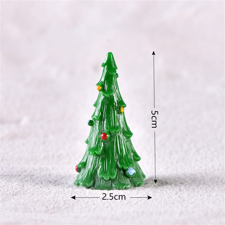 Folk Art Christmas Village Figurines, Tall green tree with ornaments