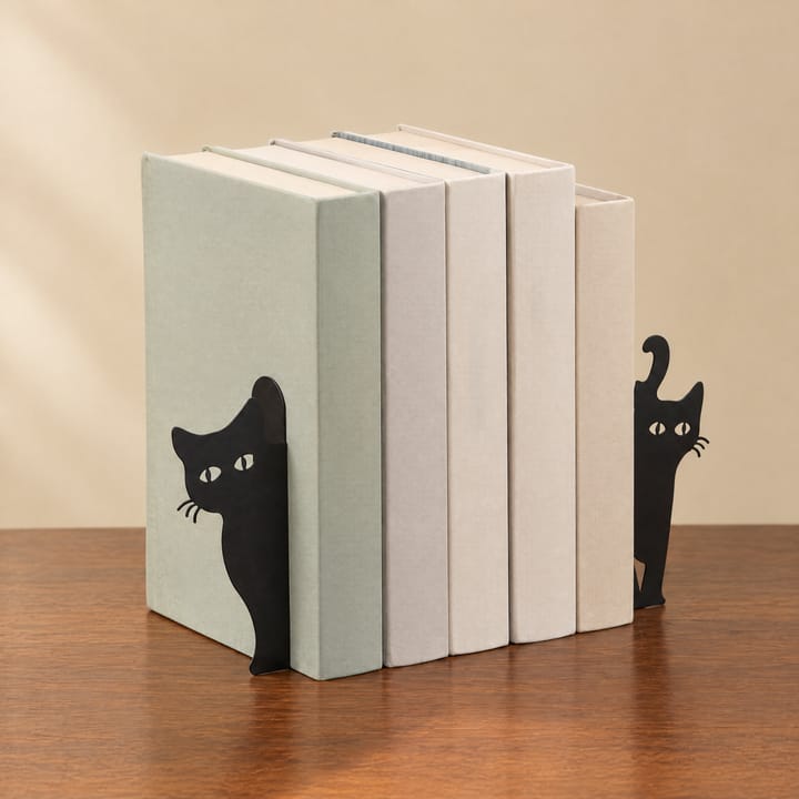 Black Cat Metal Bookends Set