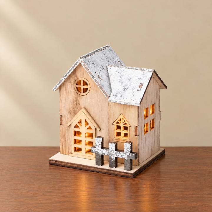 The Wooden Christmas Village House Kit, Twin-gable cottage
