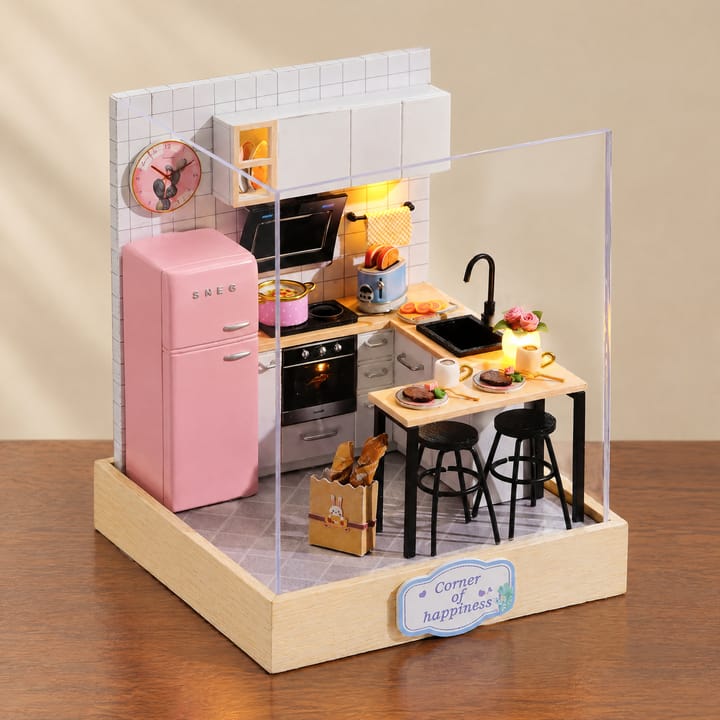 The Glow Room Miniature House Kit, Corner of Happiness Kitchen