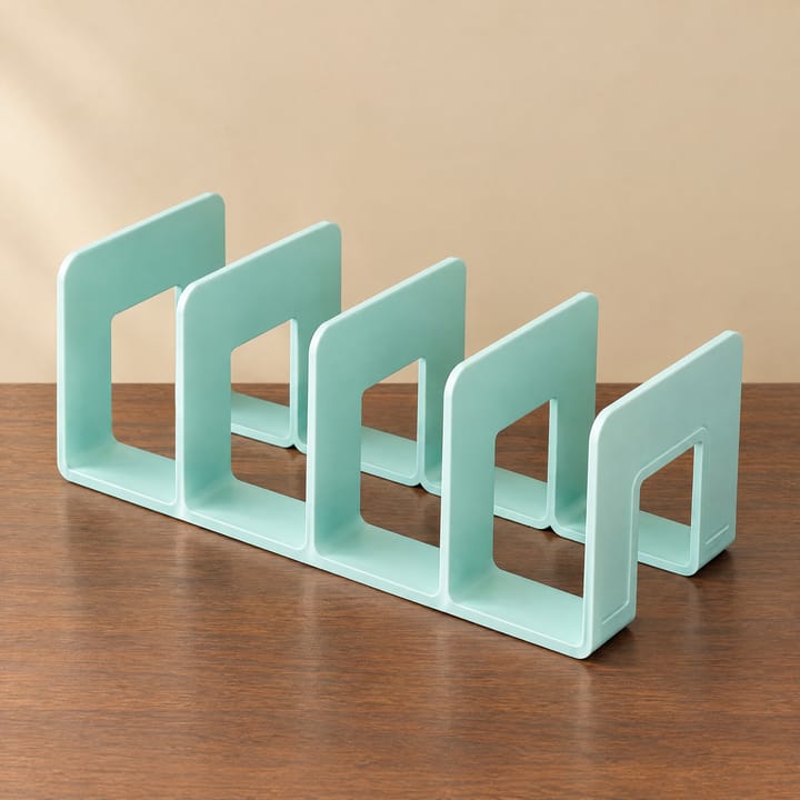 The Five Slot Desk Bookend Rack, Mint green