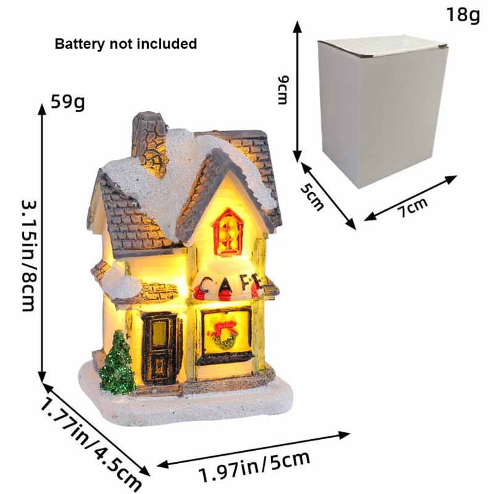 The Snowy Village Lighted House, Snowy house with clock tower