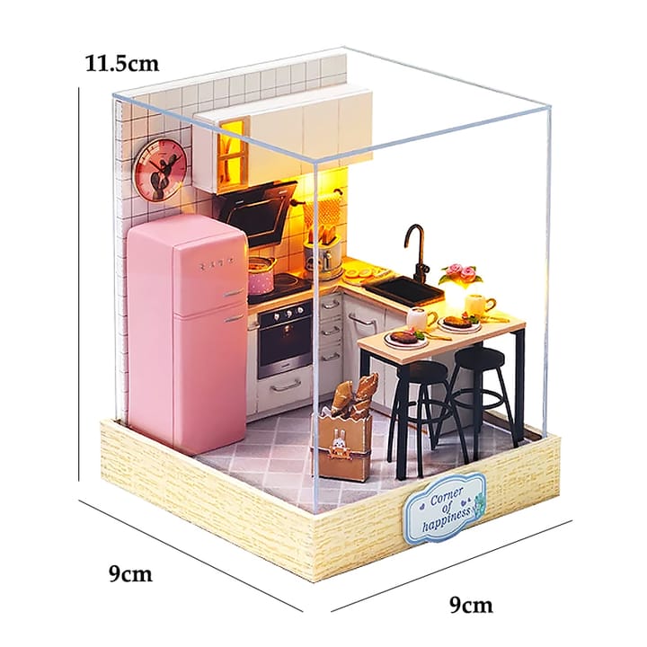 The Hobby House Miniature Kit, Pink kitchen, with cover
