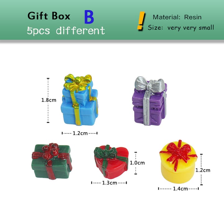 Tiny Christmas Village Figurine Set, 5 gift boxes, style B
