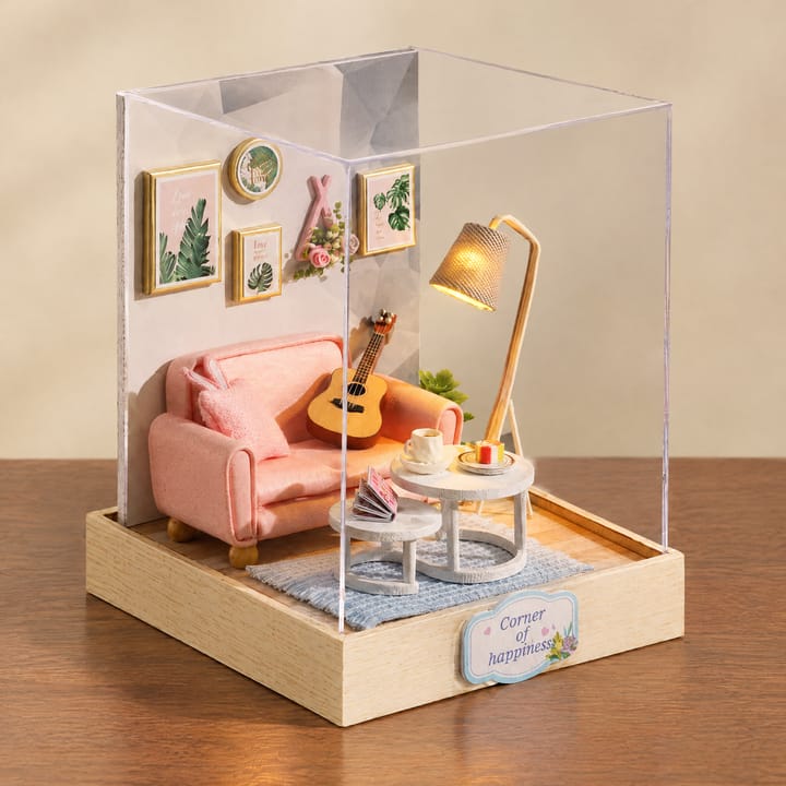 The Glow Room Miniature House Kit, Corner of Happiness Living Room