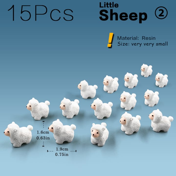 The Fairy Garden Animal Figurine Set, 15 sheep