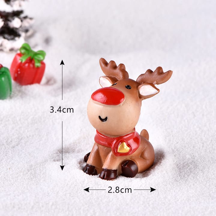 Tiny Christmas Village Figurine Set, Sitting deer