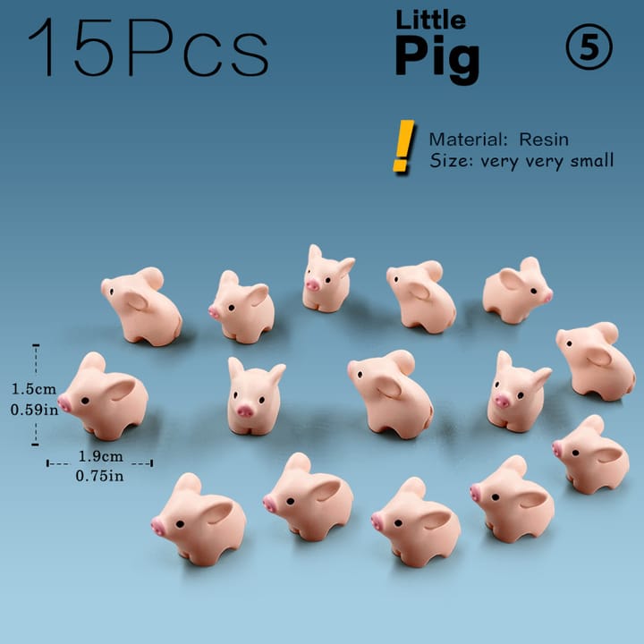 The Fairy Garden Animal Figurine Set, 15 pigs