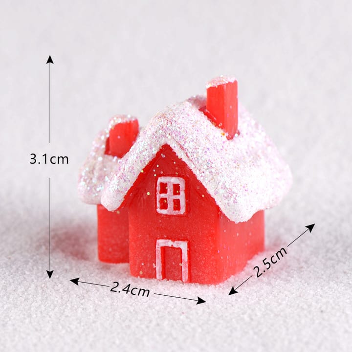 Tiny Christmas Village Figurine Set, Red house, style B